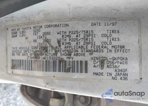 1998 Toyota 4Runner Sr5 V6 из США, поврежденный, VIN JT3HN86R1W0153220